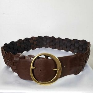 Vintage Wide Braided Brown Leather Belt